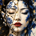 Where Porcelain Meets Paint — Split-Face Kintsugi Limited-Edition Metal Print — PorcelainMuse