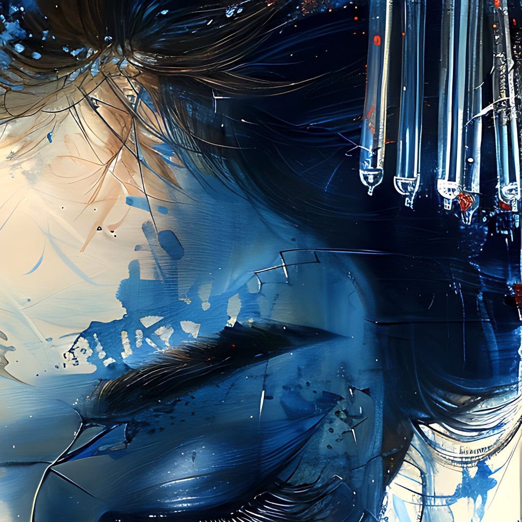 Close-up of the closed eyes and crackled porcelain texture