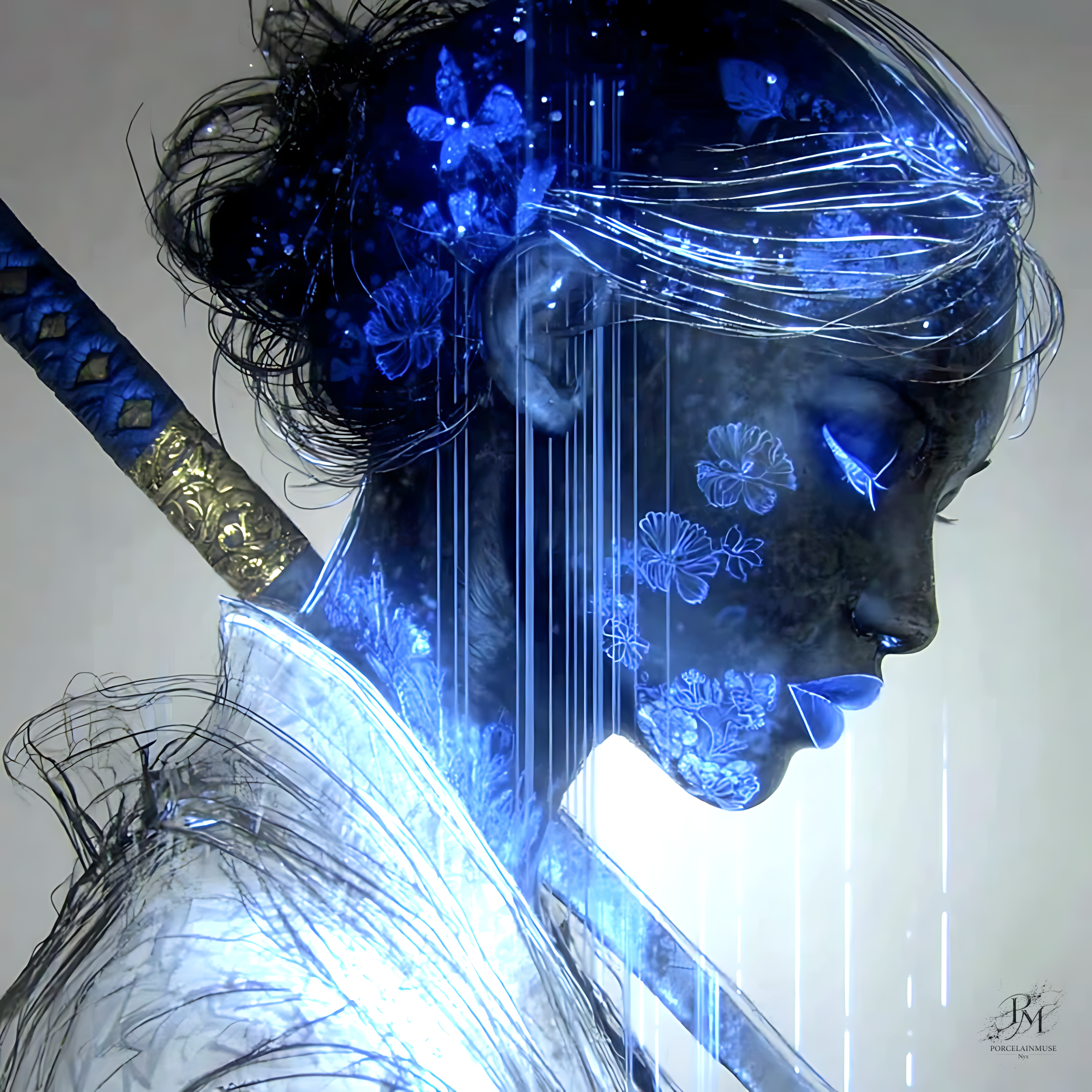 Kintsugi Geisha Metal Print, Limited PorcelainMuse Edition