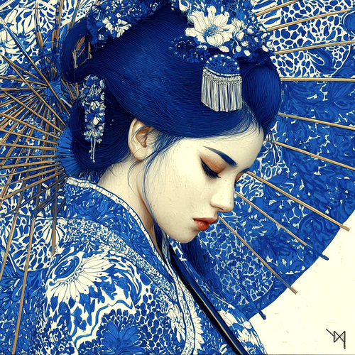Kintsugi Geisha Metal Print, Limited PorcelainMuse Edition