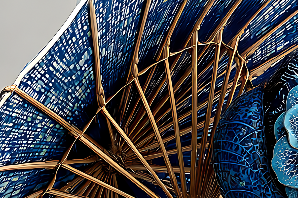 Élégance de porcelaine — Sous le parasol bleu