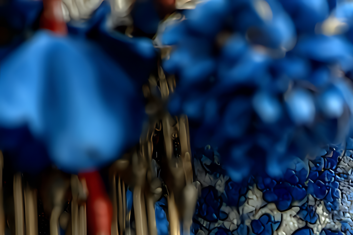 Geisha with the Blue Rose — Porcelain Canvas Art