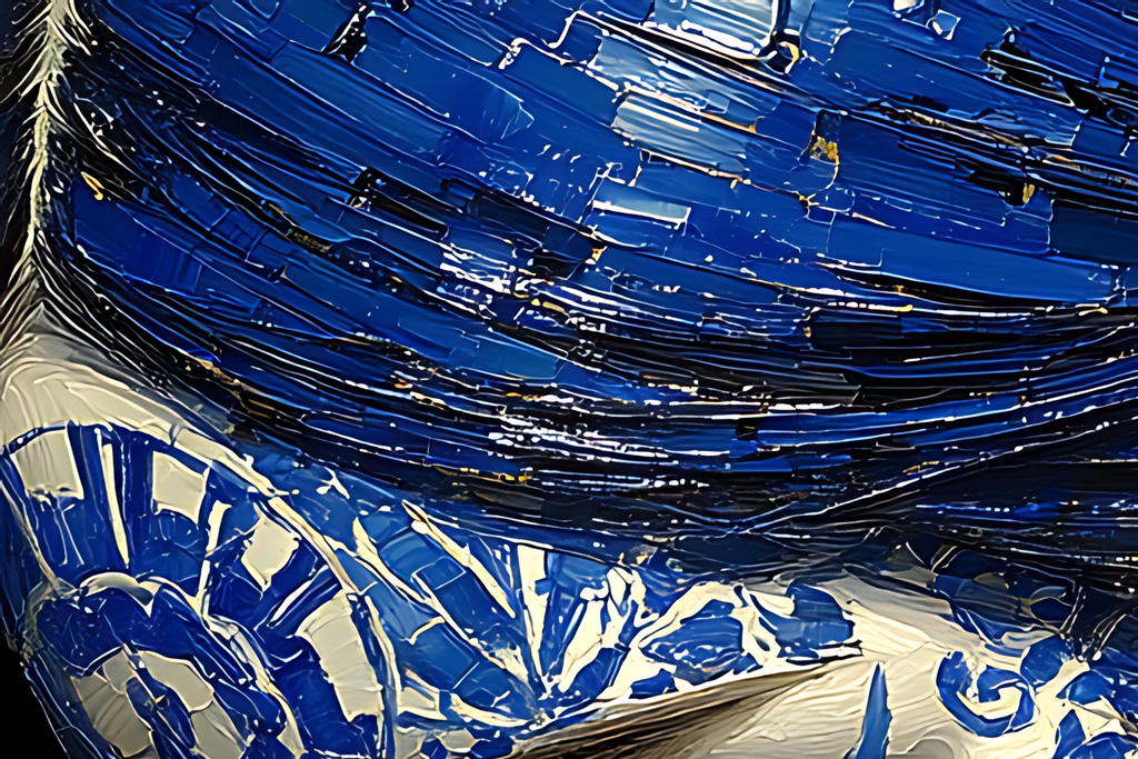 Azure Elegy — Blue Porcelain Geisha Canvas Art