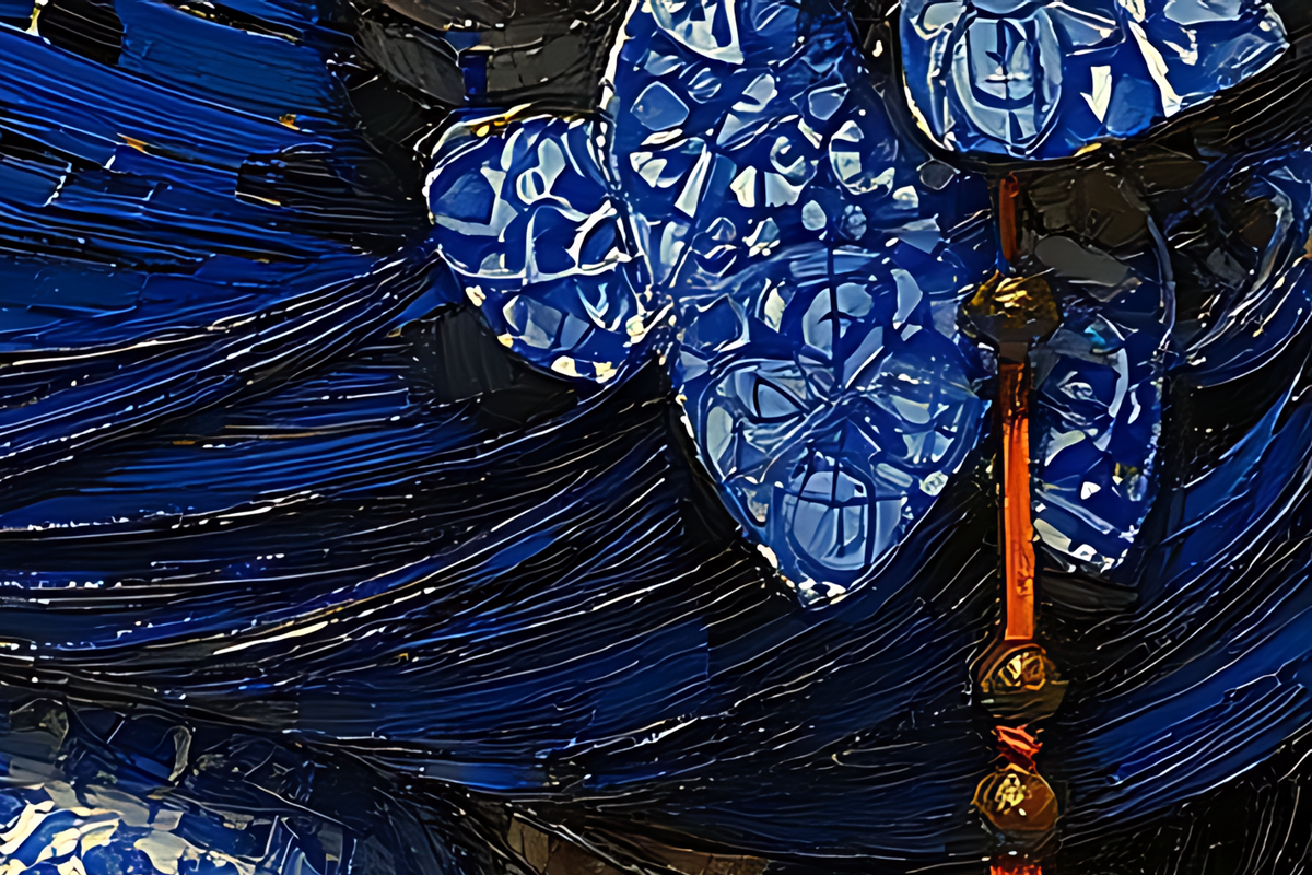 Azure Elegy — Blue Porcelain Geisha Canvas Art