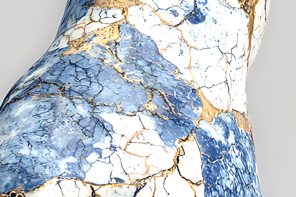 Azure Embrace — Kintsugi Porcelain Hands Canvas Art