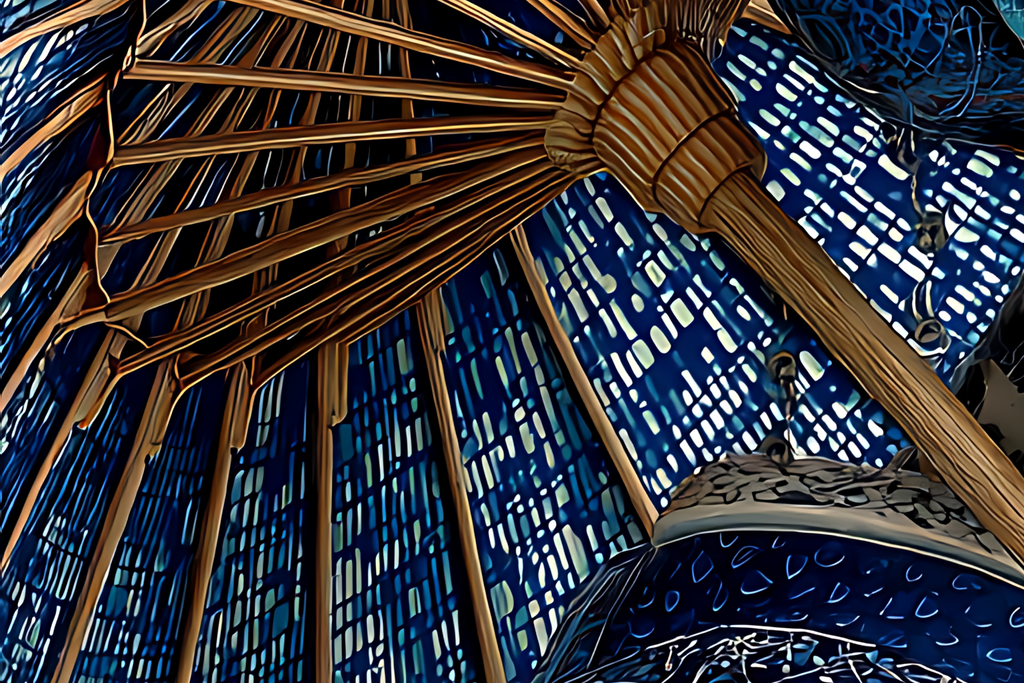 Porcelain Elegance — Beneath the Blue Parasol