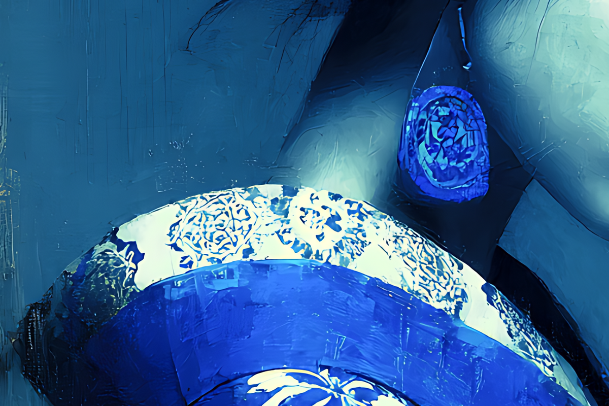 Détail de la boucle d'oreille pendante cobalt