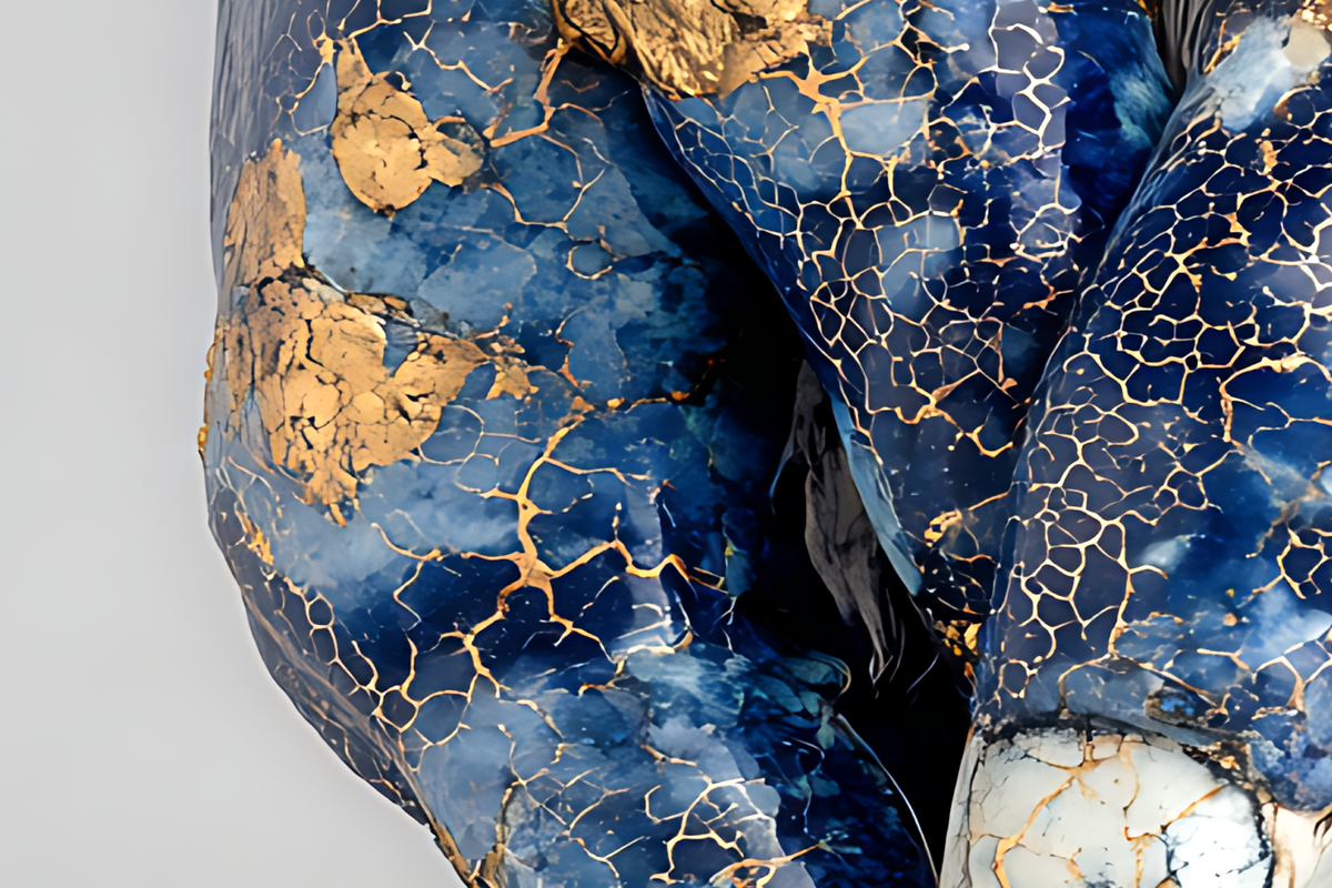 Azure Embrace — Kintsugi Porcelain Hands Canvas Art