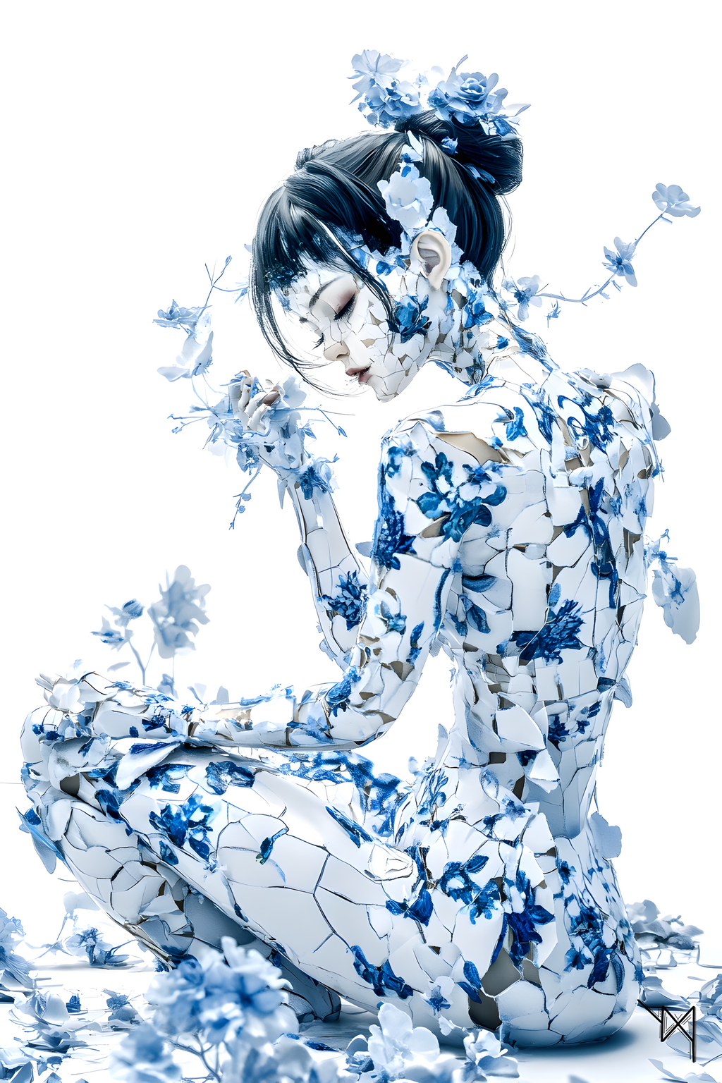 Éclat floral en porcelaine — Un hommage à la grâce