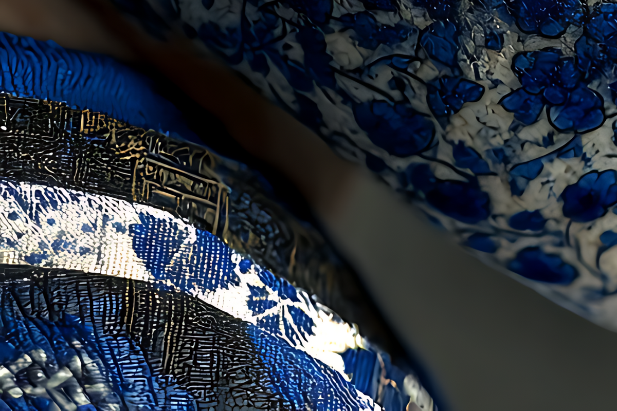 Geisha with the Blue Rose — Porcelain Canvas Art