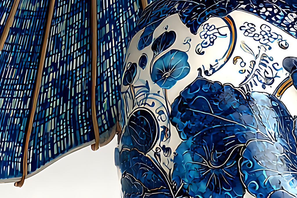 Porcelain Elegance — Beneath the Blue Parasol