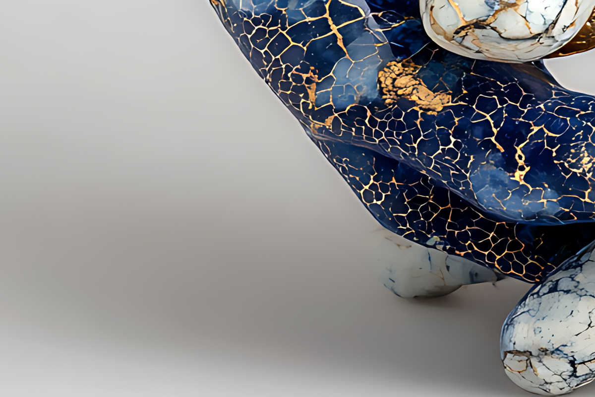 Azure Embrace — Kintsugi Porcelain Hands Canvas Art
