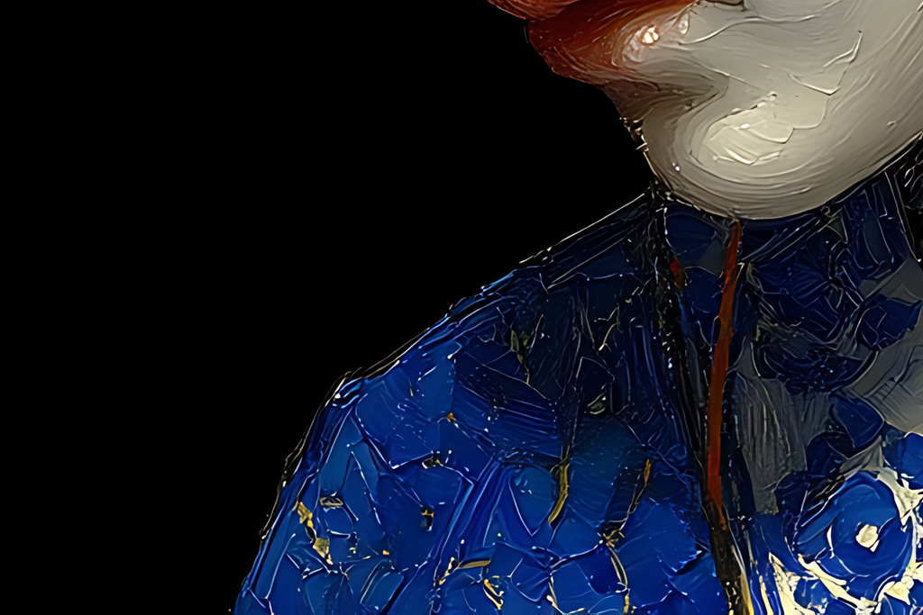Azure Elegy — Blue Porcelain Geisha Canvas Art