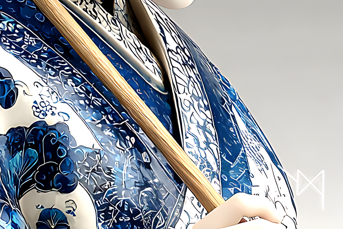Porcelain Elegance — Beneath the Blue Parasol