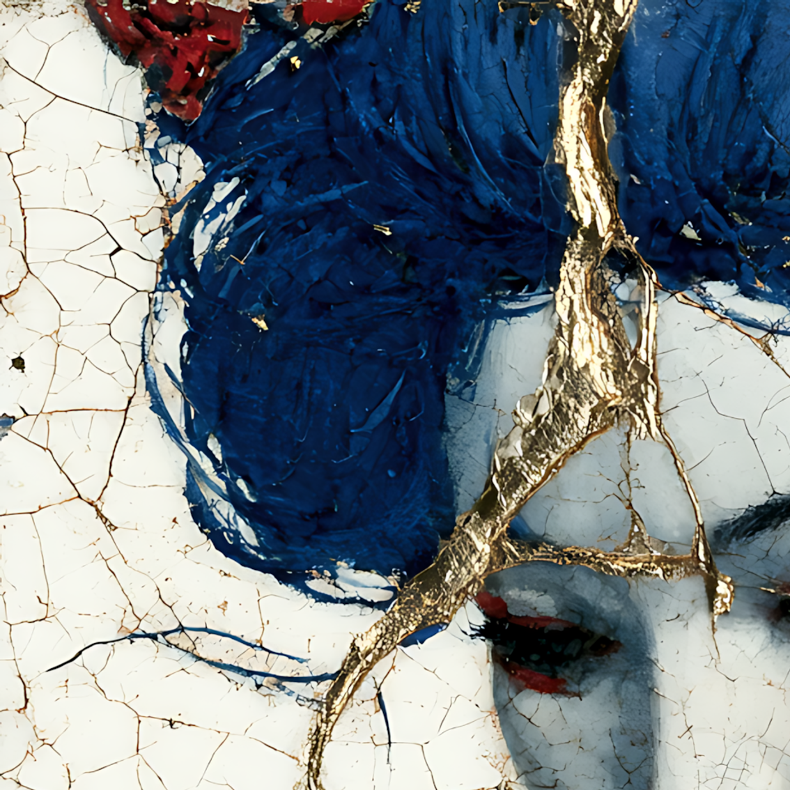 Golden Fracture of Serenity — Kintsugi Geisha Canvas Art