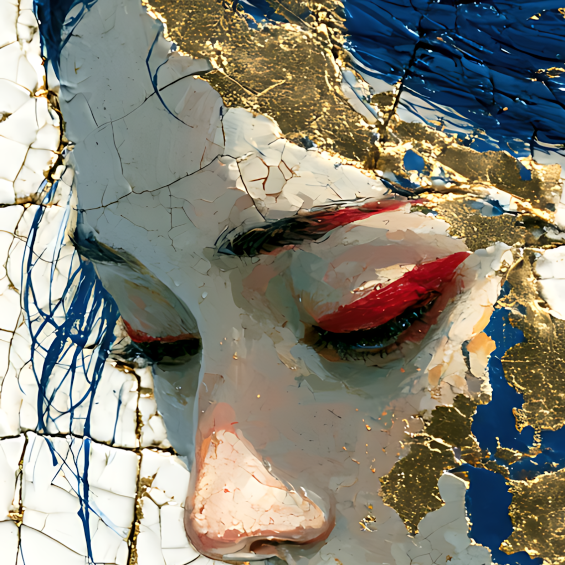 Golden Fragments of Silence — Kintsugi Geisha Canvas Art