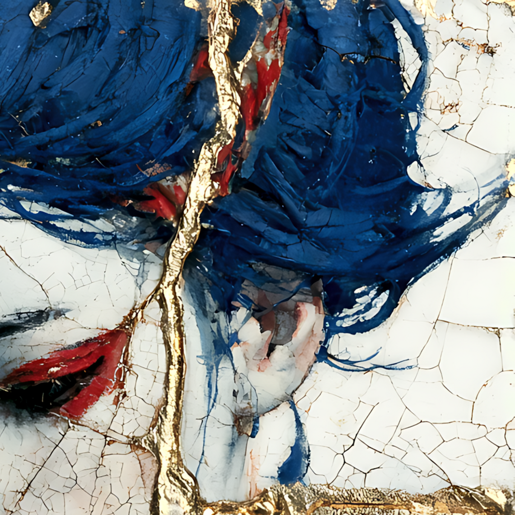 Golden Fracture of Serenity — Kintsugi Geisha Canvas Art
