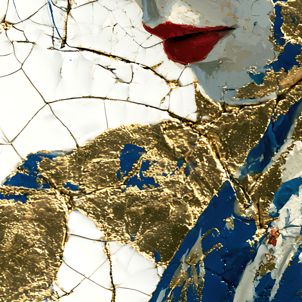 Golden Fragments of Silence — Kintsugi Geisha Canvas Art