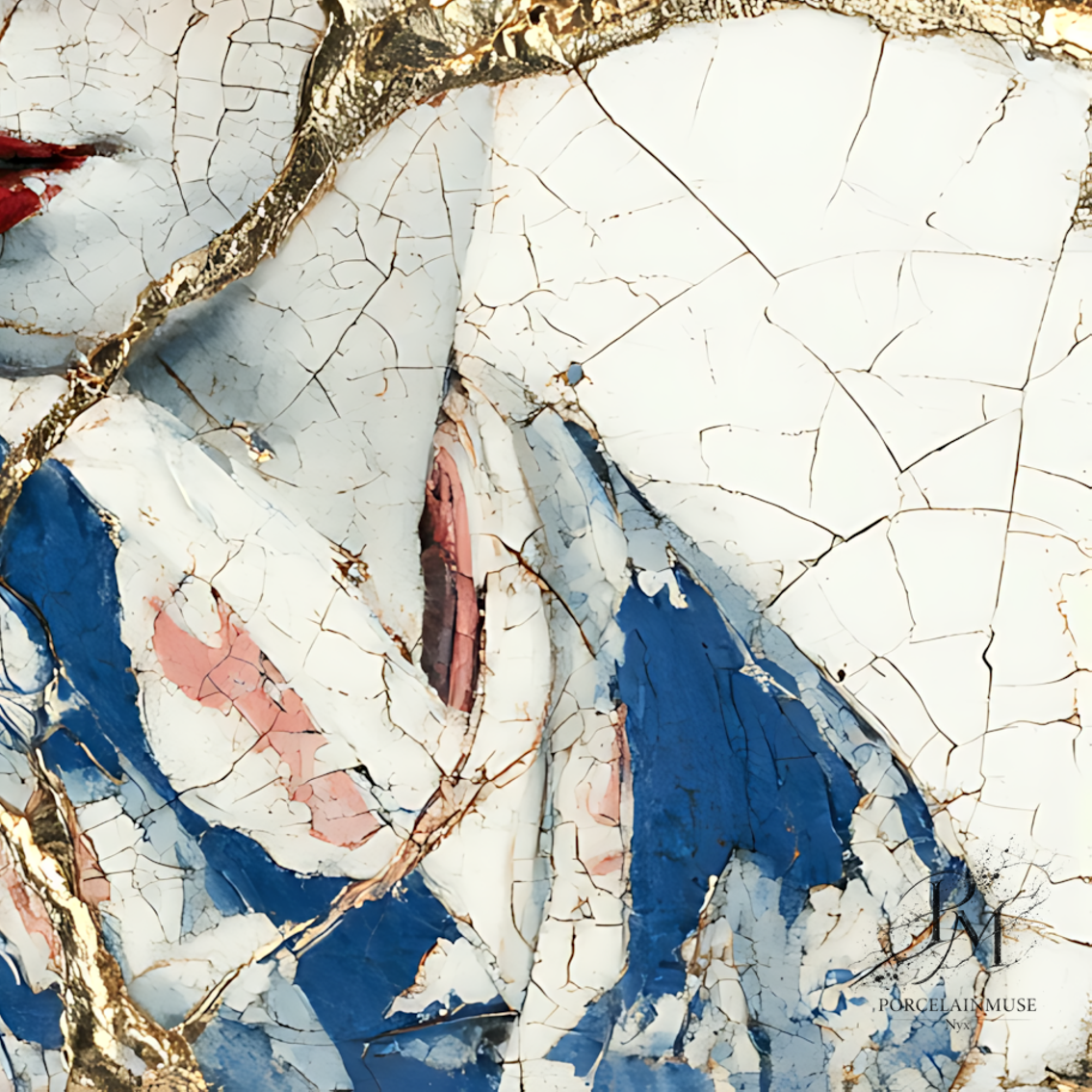 Golden Fracture of Serenity — Kintsugi Geisha Canvas Art