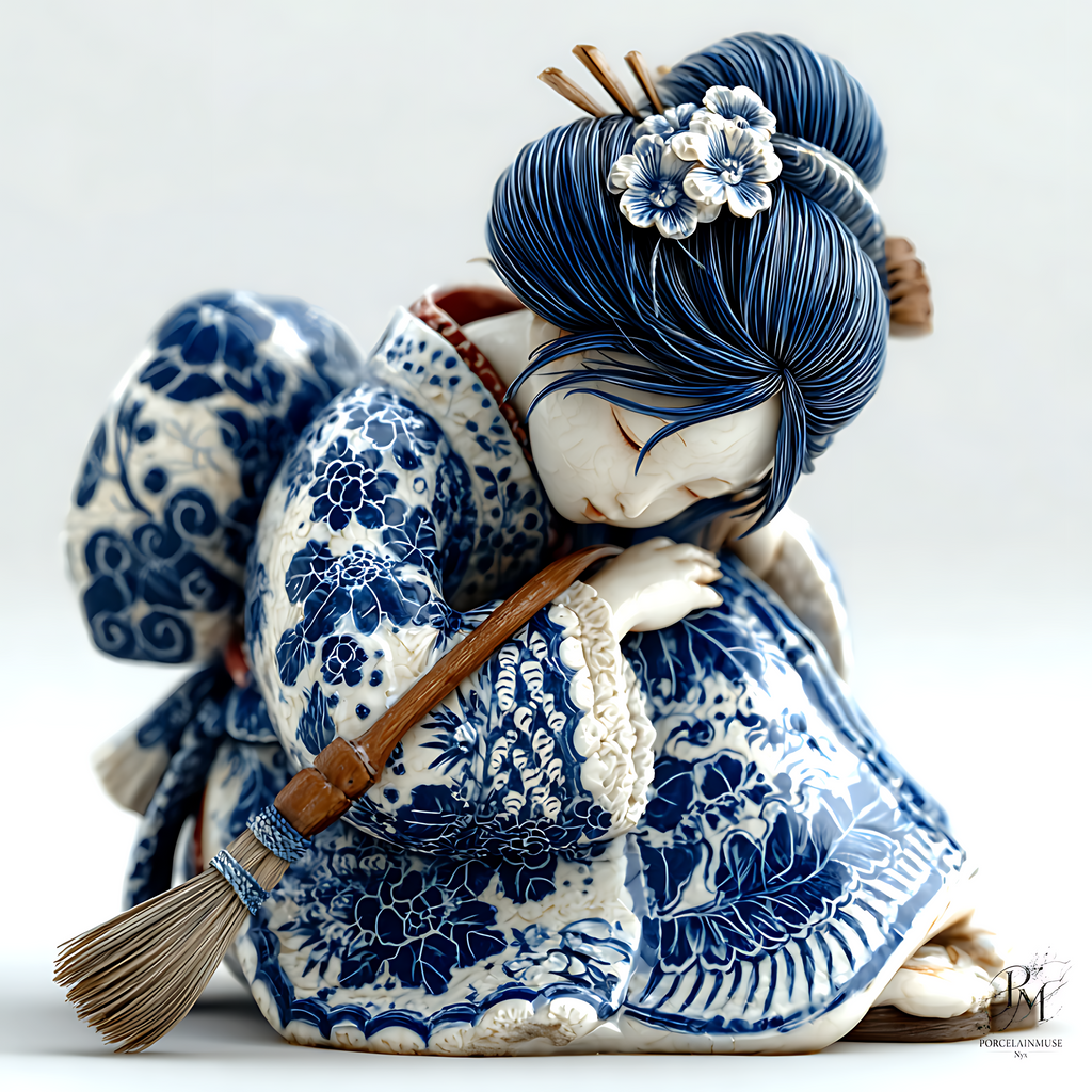 Rêverie en porcelaine — Toile décorative bleu et blanc
