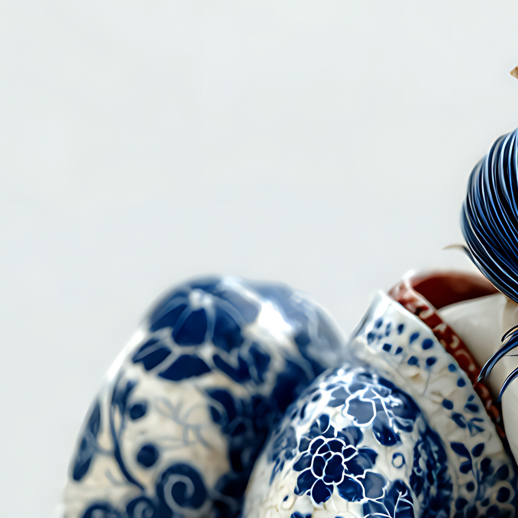 Rêverie en porcelaine — Toile décorative bleu et blanc