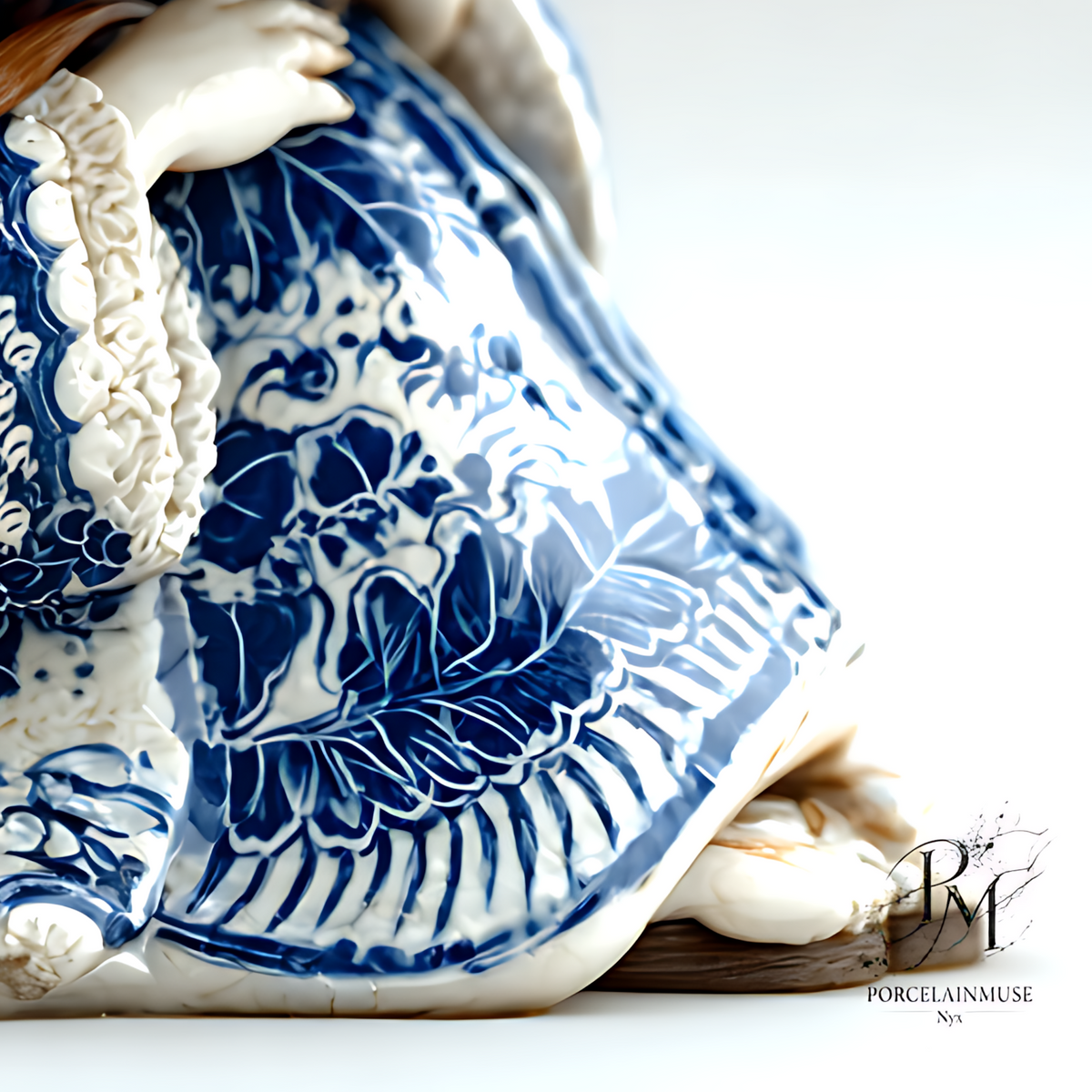Rêverie en porcelaine — Toile décorative bleu et blanc