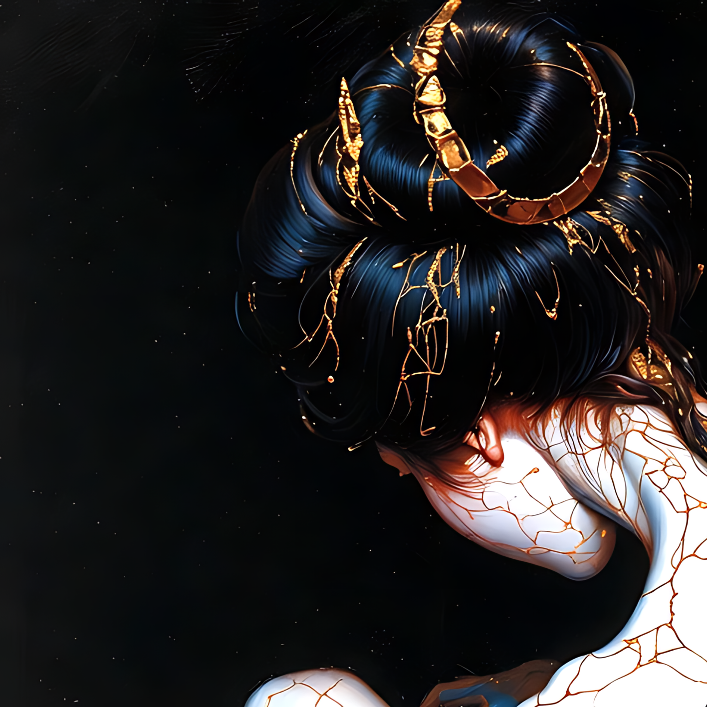 Kintsugi Geisha Metal Print, Limited PorcelainMuse Edition