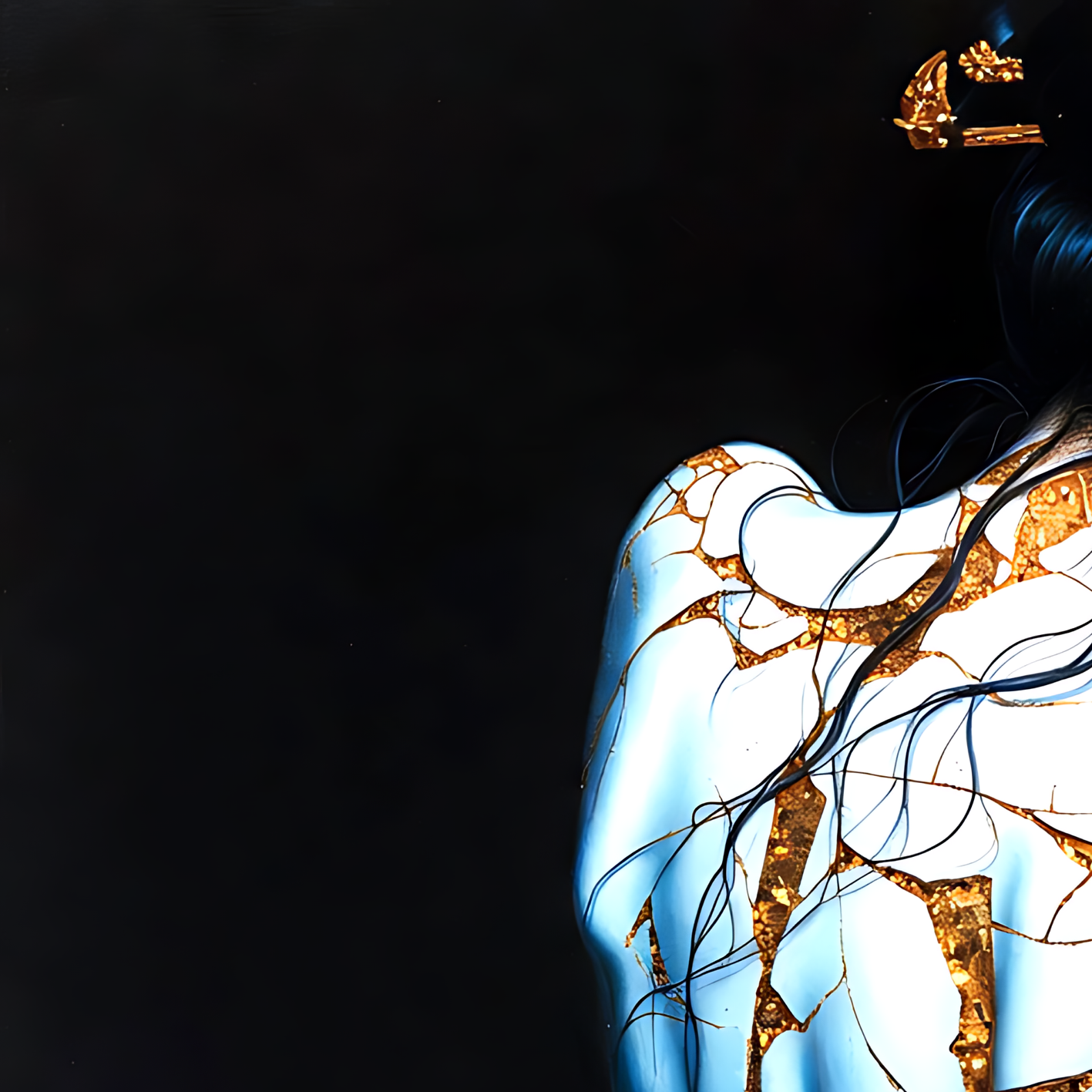 Kintsugi Geisha Metal Print, Limited PorcelainMuse Edition