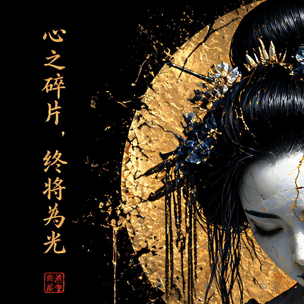 Kintsugi Geisha Metal Print, Limited PorcelainMuse Edition
