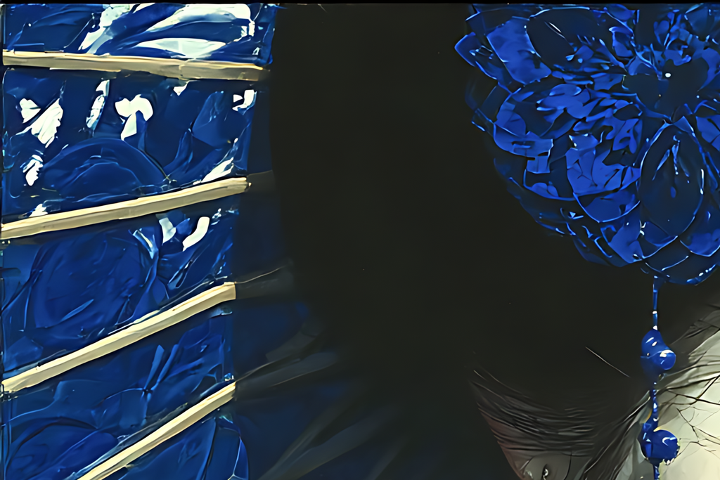 Geisha Beneath the Indigo Parasol — Porcelain Canvas Art — PorcelainMuse