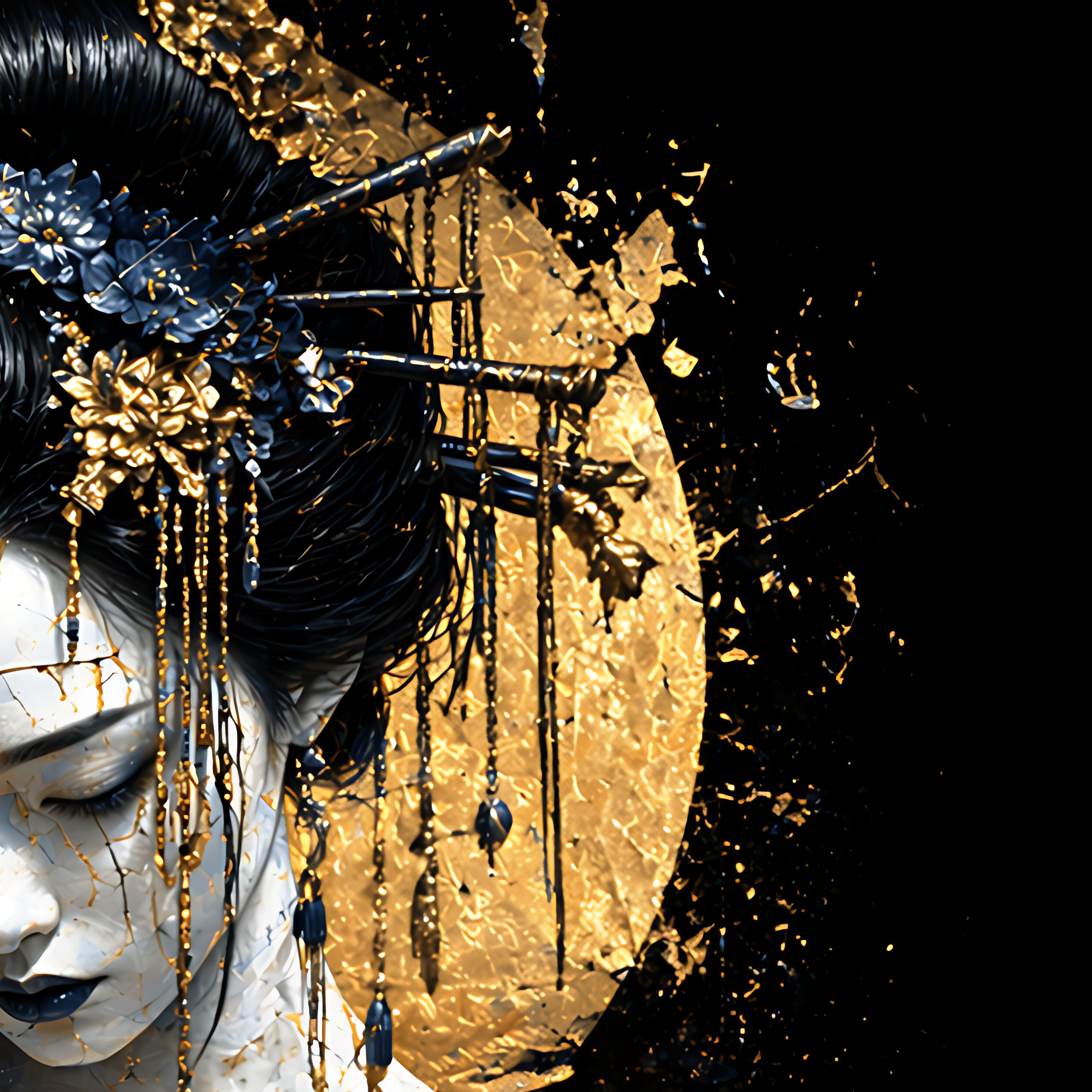 Kintsugi Geisha Metal Print, Limited PorcelainMuse Edition