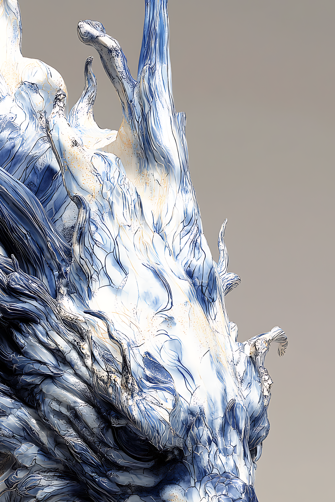 Dragon of Porcelain Breath — Porcelain Canvas Art — PorcelainMuse