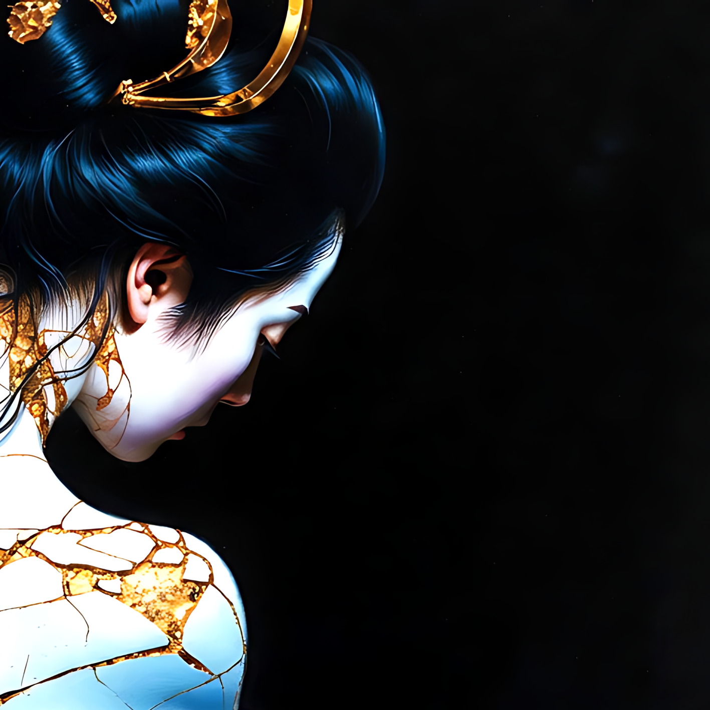 Kintsugi Geisha Metal Print, Limited PorcelainMuse Edition