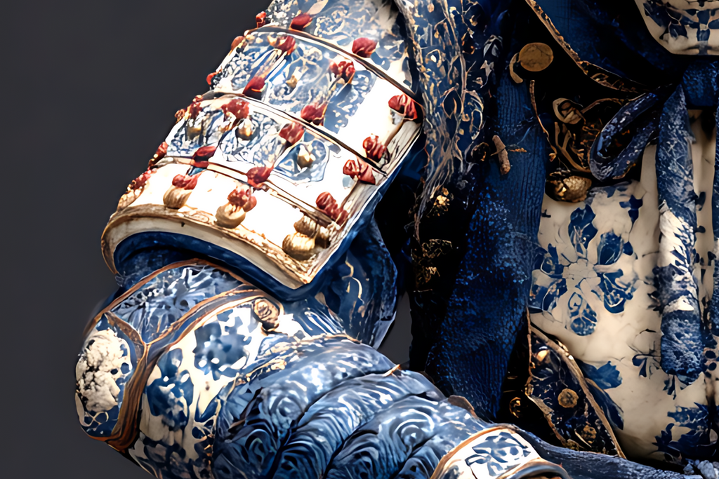 The Eternal Ronin — Blue Porcelain Skeleton Samurai Canvas