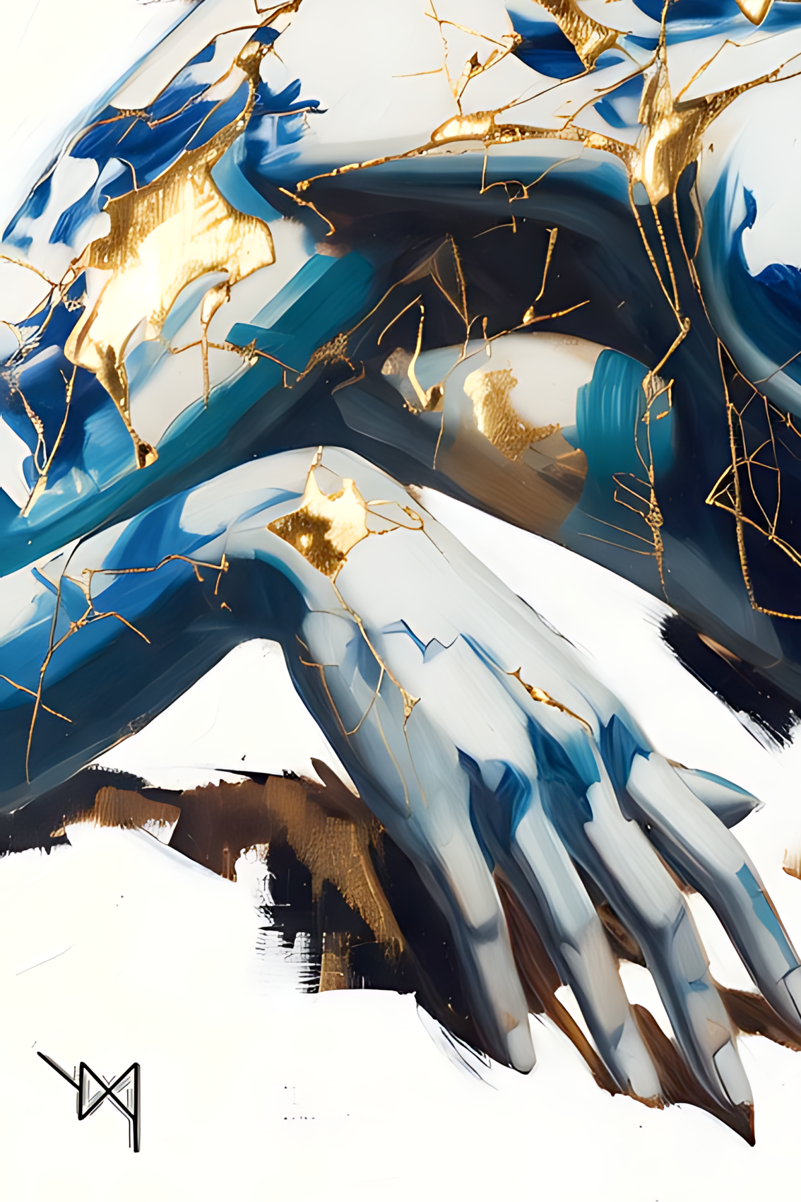 Stillness Before the Blade — Kintsugi Samurai Canvas Art