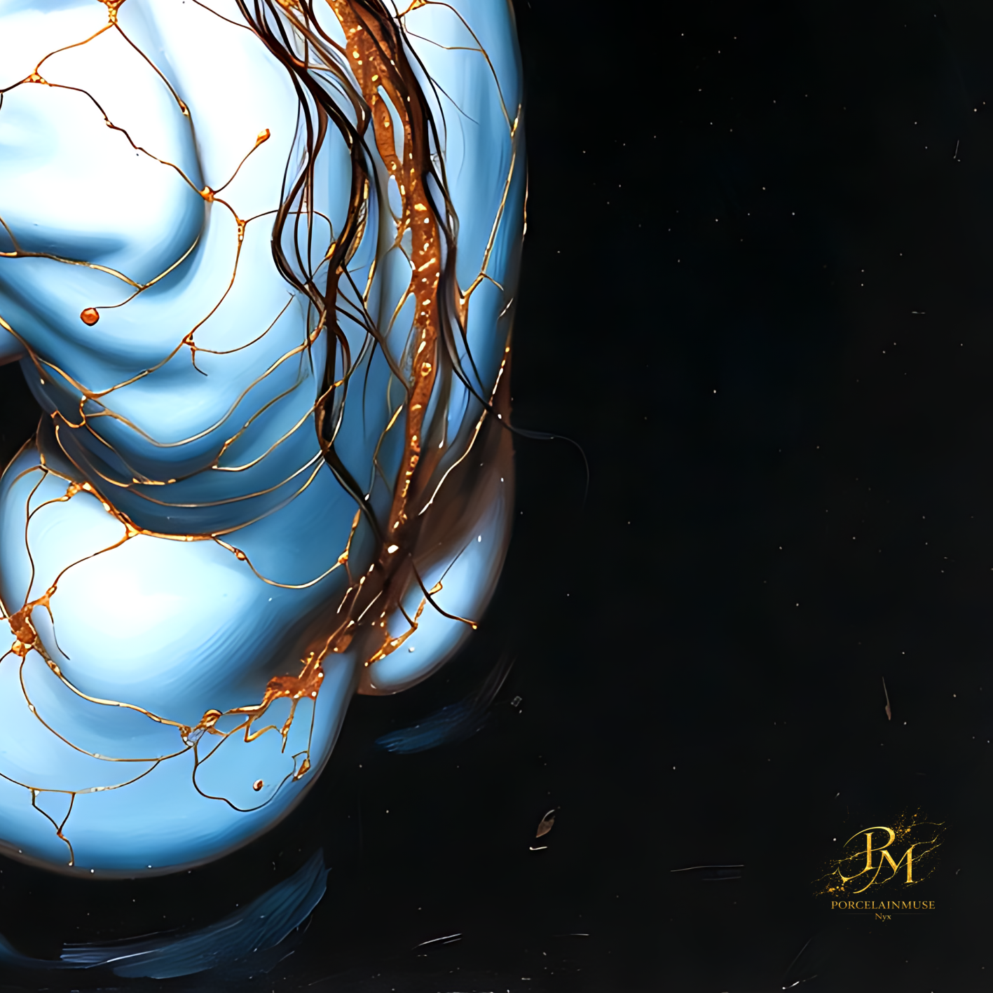 Kintsugi Geisha Metal Print, Limited PorcelainMuse Edition