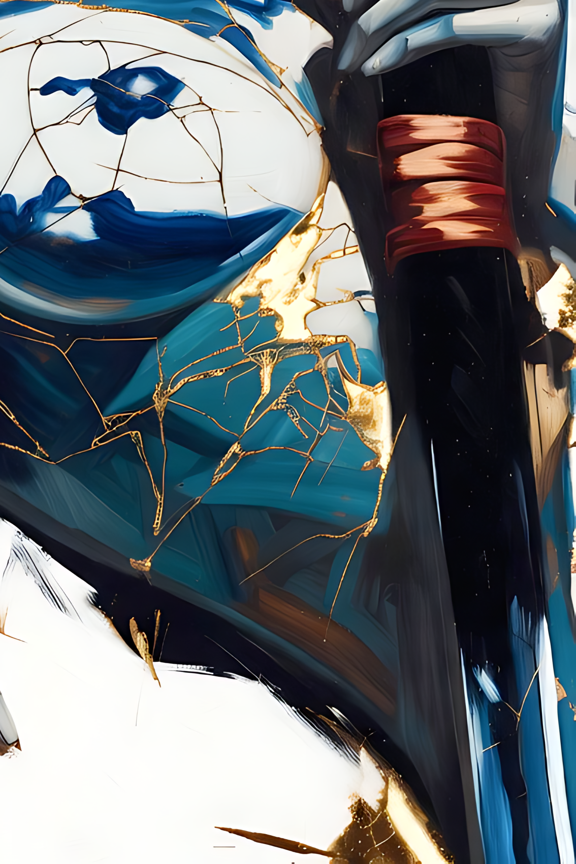 Stillness Before the Blade — Kintsugi Samurai Canvas Art