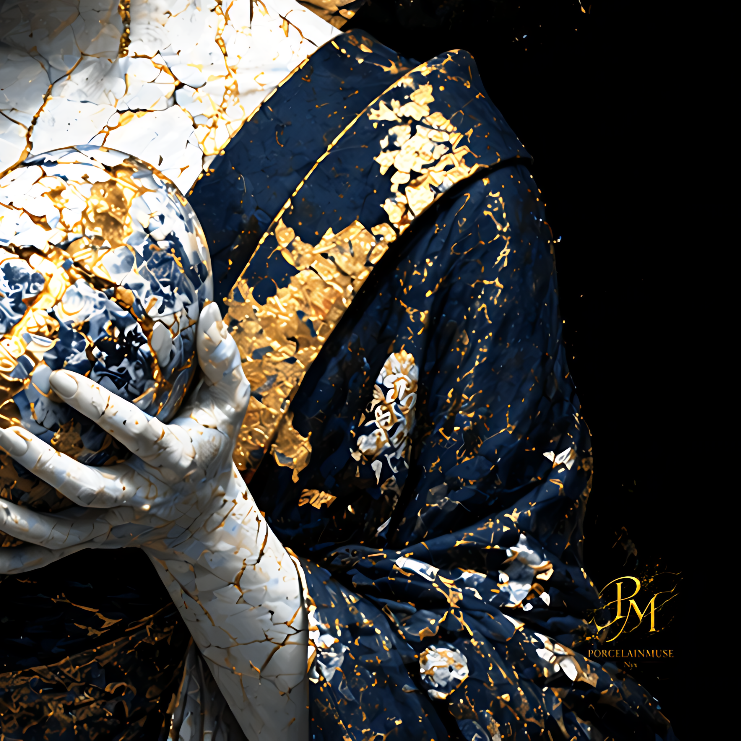Kintsugi Geisha Metal Print, Limited PorcelainMuse Edition