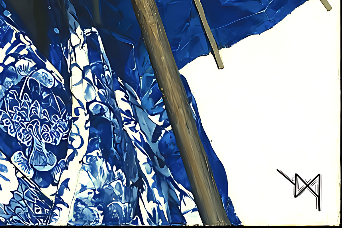 Geisha Beneath the Indigo Parasol — Porcelain Canvas Art — PorcelainMuse