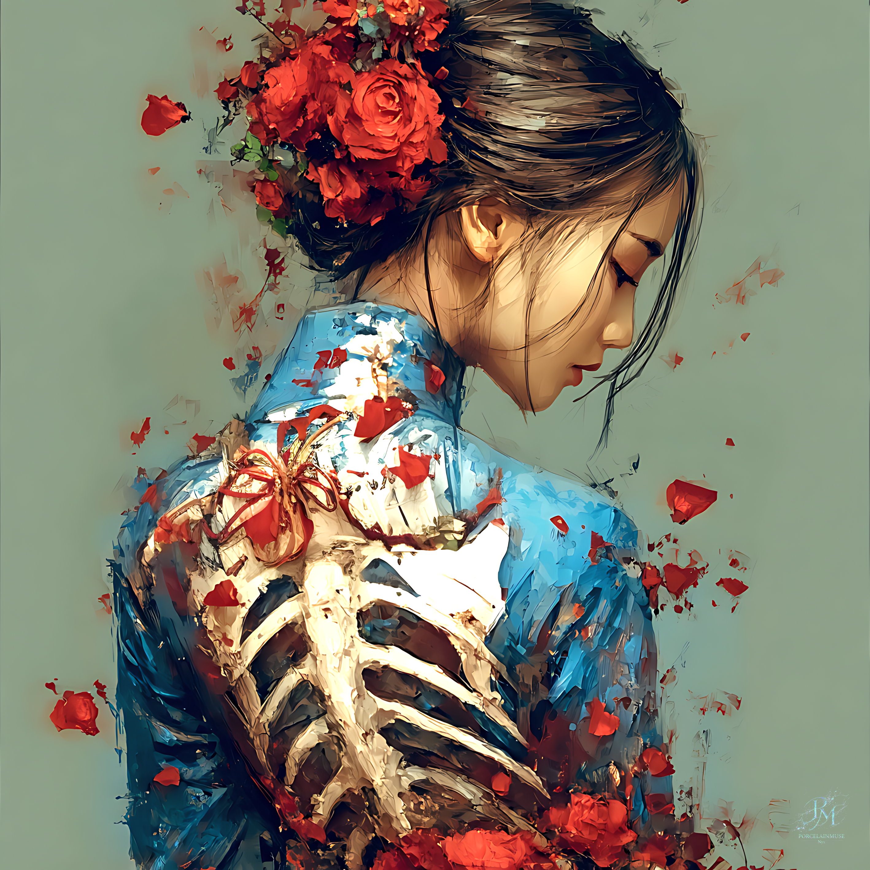 Kintsugi Geisha Metal Print, Limited PorcelainMuse Edition