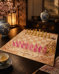 Pink Porcelain Chess Set, Geisha Collector Board
