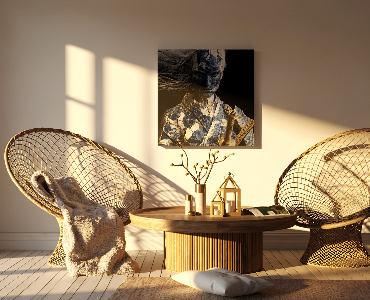 Fragments of Honor — Kintsugi Samurai Canvas Art