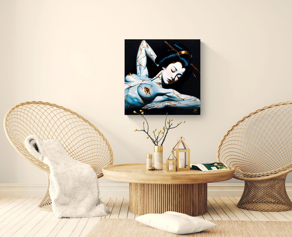 Kintsugi Geisha Metal Print, Limited PorcelainMuse Edition