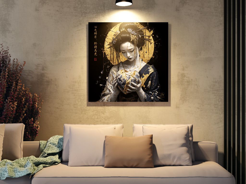Kintsugi Geisha Metal Print, Limited PorcelainMuse Edition