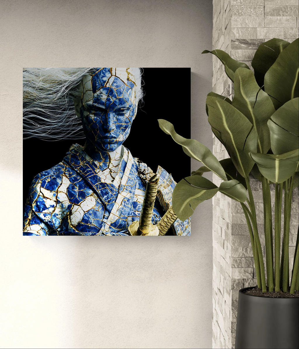 Fragments of Honor — Kintsugi Samurai Canvas Art
