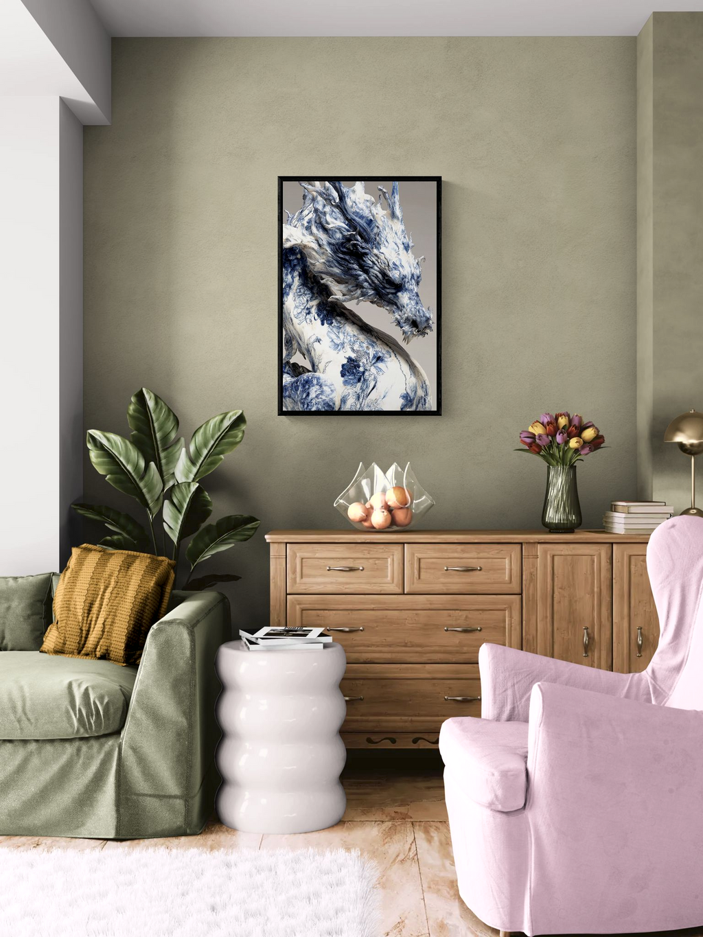Dragon of Porcelain Breath — Porcelain Canvas Art — PorcelainMuse