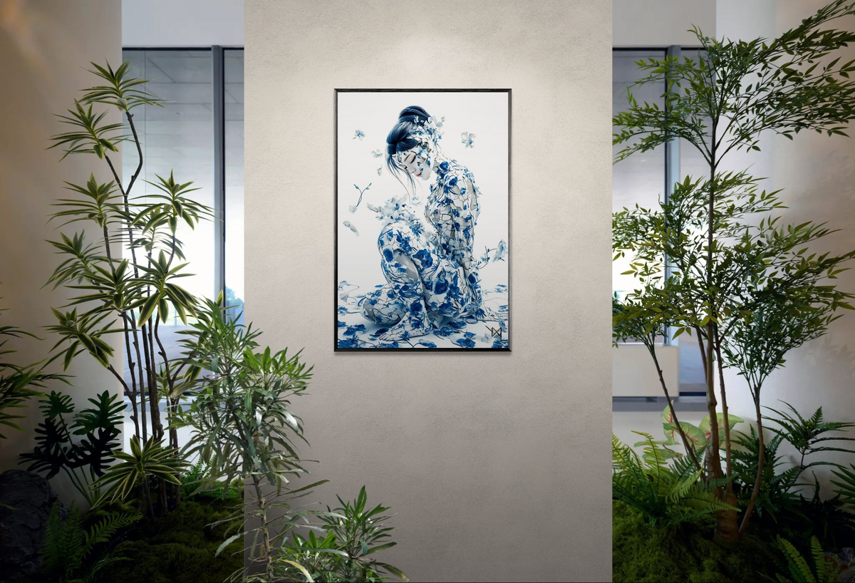Geisha en Métamorphose — Toile en Porcelaine — PorcelainMuse