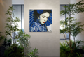 Geisha Beneath the Indigo Parasol — Porcelain Canvas Art — PorcelainMuse