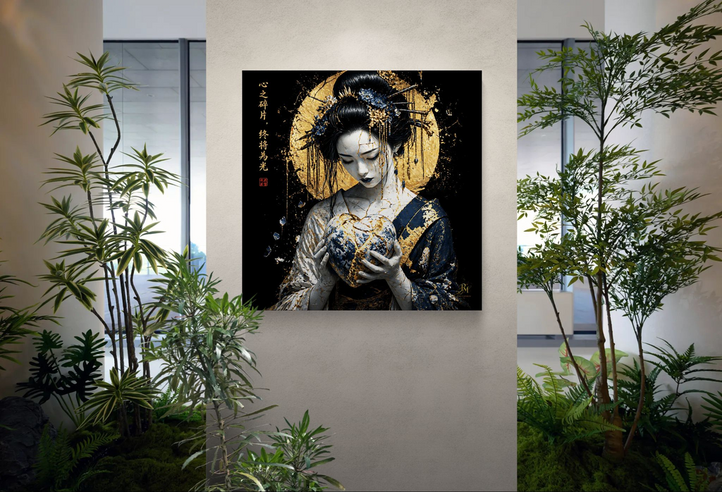 Kintsugi Geisha Metal Print, Limited PorcelainMuse Edition
