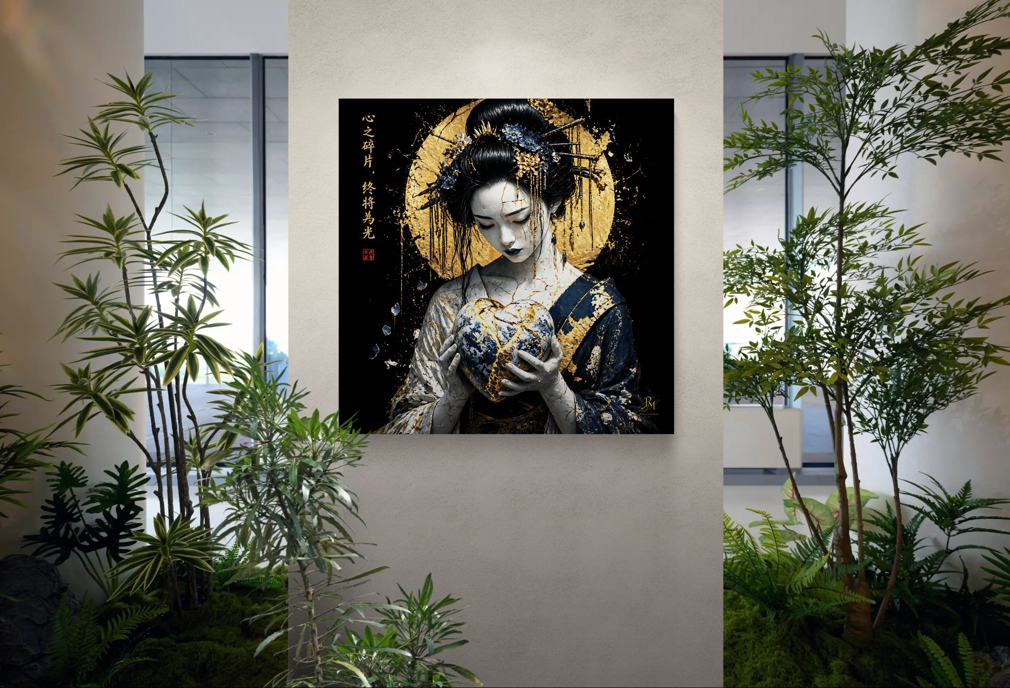 Kintsugi Geisha Metal Print, Limited PorcelainMuse Edition